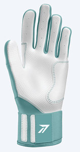 Guantes de Béisbol de Piel de Oveja Verde Menta para Mujer, con Palma Blanca Perforada, Dorso Azul Verdoso y Correa Ajustable para la Muñeca - Product Image 3