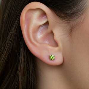 925 Sterling <b>Silver</b> Peridot <b>Stud</b> Earrings August Birthstone Minimalist Gemstone Jewelry Gift For Women - Product Image 4