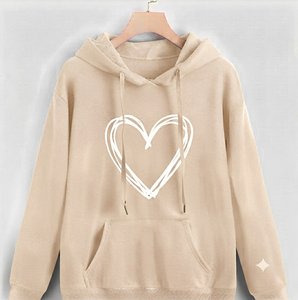 เสื้อฮู้ดดี้สีม่วงพิมพ์ลายหัวใจสำหรับผู้หญิง ทรงหลวม ไหล่ตก มีกระเป๋าจิงโจ้ สวมใส่สบายๆ สำหรับฤดูใบไม้ร่วง ราคาไม่แพง - Product Image 2