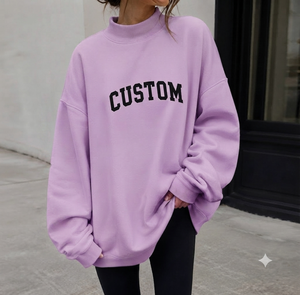 เสื้อสเวตเชิ้ตคอเต่าทรงโอเวอร์ไซส์สำหรับผู้หญิง แบบสั่งทำพิเศษ ผ้าฟลีซเนื้อหนา พรีเมียม ทรงหลวม สวมใส่สบาย สไตล์สตรีทแวร์ สำหรับฤดูใบไม้ร่วงและฤดูหนาว - Product Image 1