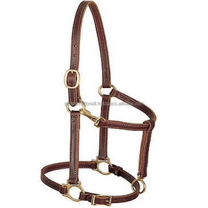 Cabestro de caballo de cuero de grano de alta calidad, Barbilla ajustable y broche de garganta, herrajes chapados en latón duraderos, todos los tamaños personalizados disponibles - Product Image 4