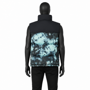 Chaleco Acolchado Personalizado con Estampado Tie Dye para Hombre, Chaqueta sin Mangas con Estampado de Mármol, Chaleco Cálido de Invierno con Cuello Alto, Estilo Urbano - Product Image 3