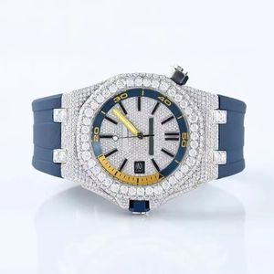 Mens Stainless Steel Watch Quartz Watch With <b>Calendar</b> Luxury Fully Iced Out Watch Diamond Studded Quartz Watch Fashion Clock - Product Image 3