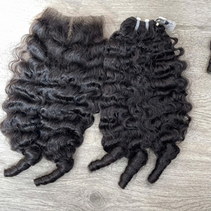 Fancy Curly Matching Closure 5by5 Extensions de vrais cheveux humains de couleur naturelle - Product Image 1
