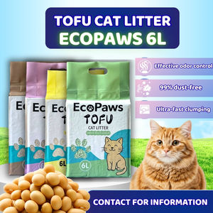 Litière pour chat Ecopaw Tofu, fibres naturelles de soja, agglomération rapide, faible poussière, contrôle des odeurs, litière pour chat écologique jetable dans les toilettes, OEM - Product Image 1