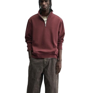 Custom Men's Women's Oversized Half Zip Sweatshirt <b>Mock</b> <b>Neck</b> Plain Cotton Fleece Streetwear <b>Top</b> - Product Image 1