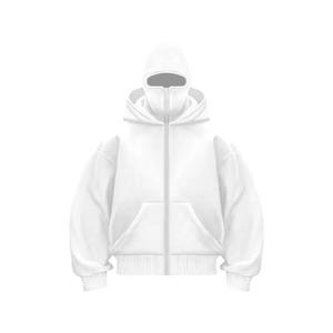 Sweat à capuche balaclava pour homme, style streetwear Y2K, décontracté, en coton imprimé, avec fermeture éclair intégrale et double capuche tendance - Product Image 4