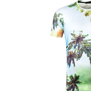 Camiseta de Manga Corta para Hombre, Estampado de Palmeras, Cuello Redondo, Casual, Transpirable, Corte Holgado, Tejida, 100% Algodón, Ecológica - Product Image 2