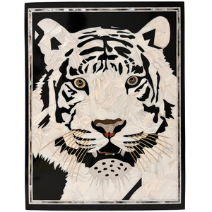 Arte Mural de Lujo Estilo Tigre con Incrustaciones de Perlas Pulidas Ecológicas Hechas a Mano, Panel de Piedra Dura, por MADNI HANDICRAFT India - Product Image 1