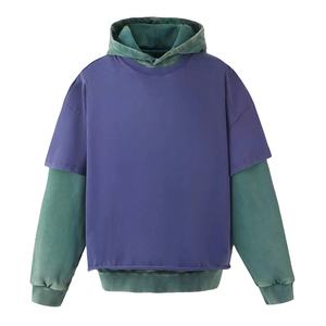 Sweat à capuche double couche pour homme, en molleton 100% coton épais, style streetwear, avec logo personnalisé, pour l'hiver - Product Image 1