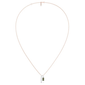 Collier en diamant émeraude avec cadre en or rose sculpté et accent triple pierre verte - Product Image 4