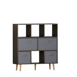 Libreria in Legno di Quercia Antico Moderno, Scaffale Marrone per Soggiorno o Hotel, Arredamento per la Casa - Product Image 5