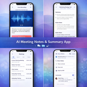 แอปบันทึกการประชุมด้วย AI ขั้นสูง พร้อมการถอดเสียงแบบเรียลไทม์ สรุปผลอัจฉริยะ และการพัฒนาแอปมือถือสำหรับ Android และ iOS - Product Image 4