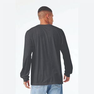 T-shirts à manches longues pour hommes en coton tricoté 100 %, col rond, anti-boulochage, coupe classique, personnalisables sur le devant, haute qualité, écologiques, vente en gros - Product Image 3