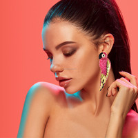 Boucles d'oreilles pendantes classiques multicolores faites à la main avec perles de rocaille en forme de fleur, unisexe, pour fête, taille personnalisée, accessoires 2025