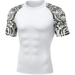 Factory Wholesale Rash Guard <b>Men</b> Custom Sublimation <b>Compression</b> <b>Shirt</b> Quick Dry Fitness Sports Training Wear - Product Image 4