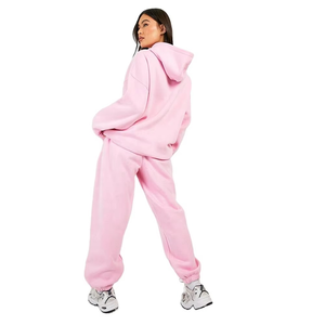 Best Quality Women Cotton Blend <b>Tracksuit</b> Pullover Hoodie and Jogger Pants Custom Logo Winter Sportswear Supplier - Product Image 5