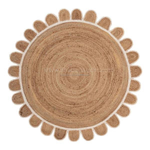 Grand tapis de jute d'extérieur avec différents motifs et couleurs Tapis rond tressé en jute d'Inde Tapis rond en jute tressé - Product Image 1