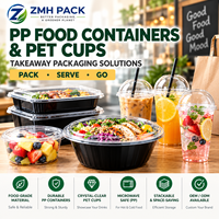 Boîte alimentaire carrée jetable ZMH 63oz en PP de qualité alimentaire, imprimée UV, personnalisable, pour plats à emporter, compatible micro-ondes, avec couvercle, pour restaurant