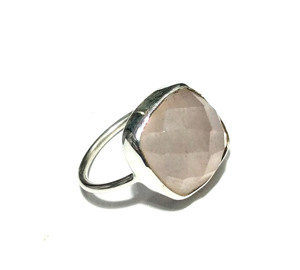 Bague de mariage vintage en argent sterling avec pierre précieuse en quartz rose naturel, sertie de griffes, en forme de poire, pour unisexe/femmes - Product Image 2