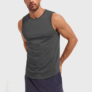 เสื้อกล้ามออกกำลังกายผู้ชายแบบแห้งเร็ว ระบายอากาศดี ขายส่ง รับผลิตแบบ OEM เสื้อกล้ามถักสำหรับฟิตเนส ยิม สีพื้น สไตล์สตรีทแฟชั่น - Product Image 2