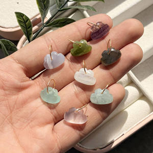 Colgante de piedra lunar pulida con forma de nube, amuleto de piedra azul natural con anillo de oro, joyería bohemia, regalo para el amor - Product Image 6