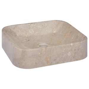 Lavabo de Baño de Mármol Gris de 15.7''x15.7''x3.9'', Diseño Elegante para Baños Modernos - Product Image 1