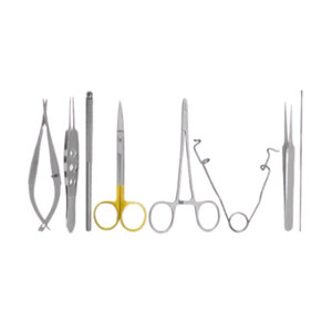 Kit de 8 instruments microchirurgicaux vétérinaires de précision en acier inoxydable, manuels, pour la chirurgie des petits animaux - Product Image 1