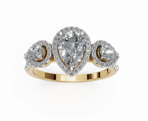 Bague en diamant Pear Designer à bande fendue, 1318 carats, 78 diamants, confectionnée en or jaune, rose ou blanc 9kt, 14kt ou 18kt, bijoux - Product Image 6