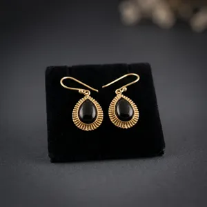 Pendientes de Latón con Ónix Negro al por Mayor, Joyería Colgante Hecha a Mano con Piedra Preciosa Negra Natural - Product Image 5