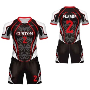 Uniforme de rugby unisexe à manches courtes de haute qualité, design personnalisé, impression numérique, séchage rapide, respirant, 100% polyester - Product Image 2