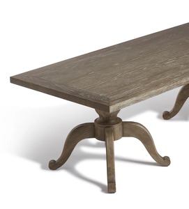 Heritage Double Pedestal Teak <b>Table</b> – Classic Handcrafted <b>Solid</b> <b>Wood</b> Living Room <b>Table</b> with Sculpted Base and Aged Finish - Product Image 4
