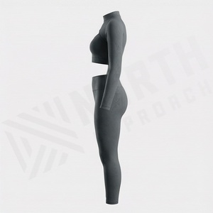 ชุดโยคะออกกำลังกายแฟชั่นสำหรับผู้หญิงแบบสองชิ้น สีสันปรับแต่งได้ กางเกงเลกกิ้งเอวสูง จั๊มสูทไหล่เดียว ชุดออกกำลังกาย - Product Image 3