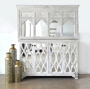 Bohemian Decorative Wooden Wall <b>Mirror</b> Rectangular Framed Handmade with <b>Silver</b> Finish for Modern Home Decoration - Product Image 2