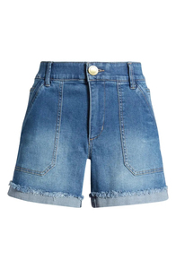 Shorts de mezclilla de cintura alta transpirables para mujer, diseño cómodo y holgado con dobladillo rizado, pantalones cortos de mezclilla para mujer - Product Image 3