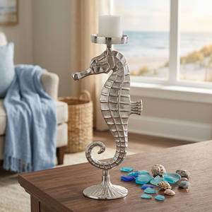 Candelabro de Metal de Lujo con Figura de Animal para Centros de Mesa de Boda, Decorativo, Plateado, con Forma de Caballito de Mar - Product Image 2