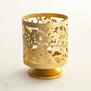 Bougeoir de table en métal de fer Vintage de qualité supérieure porte-lumière votive en verre avec couvercle éclairage de décoration de mariage - Product Image 2