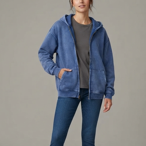 Sudadera con capucha OEM con efecto desgastado por el sol, estampado personalizado, corte holgado y extragrande, de algodón desgastado, estilo vintage para mujer, con hombros caídos, ecológica. - Product Image 4