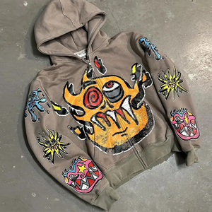 Sudadera con Capucha de Felpa Francesa de Alta Calidad, Personalizada, con Efecto Desgastado, Corta, con Estampado DTG Completo, Estilo Vintage - Product Image 5