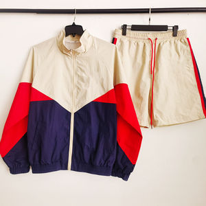 Custom High Quality Casual Breathable <b>Retro</b> Zip Windbreaker Shorts for Men and Women Nylon <b>Tracksuit</b> Set for Summer - Product Image 5