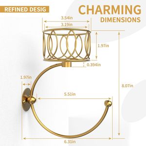 Toallero de pared para baño con portavelas elegante, soporte para toallas de mano para decoración del baño - Product Image 2