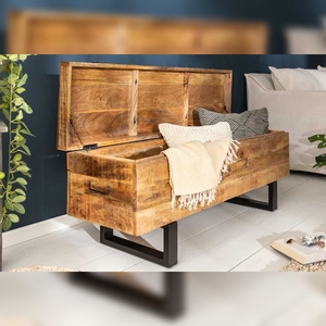 Banc de jardin moderne Vandana Urban Edge Factory Loft 115 cm en bois de manguier massif naturel pour extérieur, patio, hôtel - Product Image 2