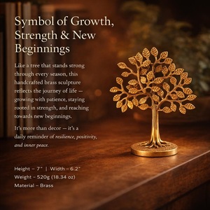 SHUBHAM - Figura Decorativa del Árbol de la Vida en Latón Chapado en Oro, Hecha a Mano, Decoración Religiosa para el Hogar, Vastu Fengshui, Centro de Mesa, Regalo - Product Image 5