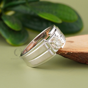 Refined 0.64ct Lab Grown Diamond <b>Men</b> <b>Ring</b> VVS VS DEF White Gold Color Solitaire Band Unique Gents Engagement <b>Ring</b> Wholesale - Product Image 4