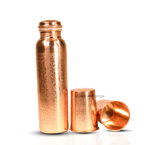 Bouteille d'eau en cuivre poli avec coffret cadeau en verre, écologique, sans BPA, sans danger pour les aliments, bouteille d'eau haut de gamme, design personnalisable - Product Image 6