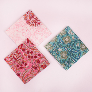 Handblock Print Bandana Set Cotton <b>Square</b> <b>Scarf</b> Summer Face Cover Skin Friendly Wristband For Unisex Pets - Product Image 4