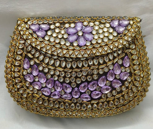 <b>Silver</b> Plated Mosaic <b>Clutch</b> Bag With Chain Strap Irregular Shape Fashion Handmade Women's Party Accessory - Product Image 2