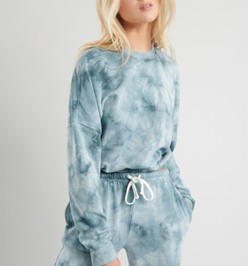 Women <b>Tie</b> Dye Hooded Tracksuit Set Full Length Sweatpants With Side Pockets Casual Spring Wear Drawstring Closure - Product Image 2