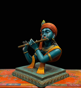 Estatua Moderna de Resina del Dios Krishna Tocando la Flauta |   Nirmala Handicrafts - Ídolo de Krishna de Diseño Art Deco Hecho a Mano para Mesa, Hogar u Oficina - Product Image 4