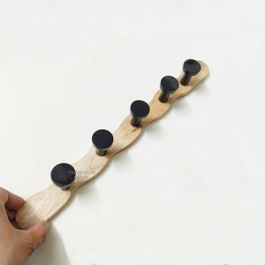 Wooden Wall Hook <b>Rack</b> Modern Wall Mounted Coat <b>Rack</b> with 5 Hooks for Entryway Bedroom Bathroom Wholesale - Product Image 3